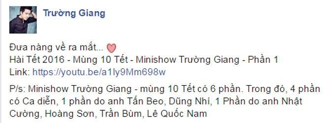 Đoạn trạng thái khiến các fan xôn xao của nam diễn viên hài sinh năm 1983.