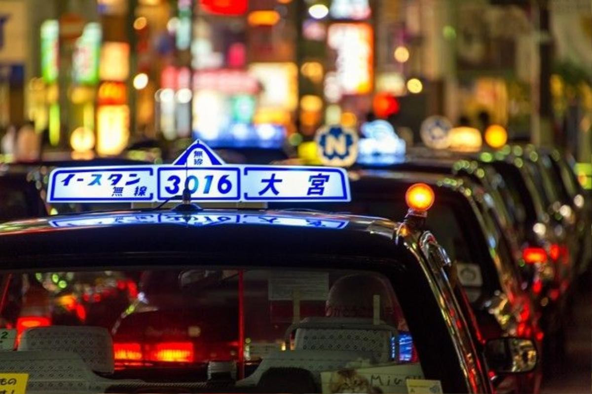 Taxi lights in the Omiya ward of Saitama, Japan.